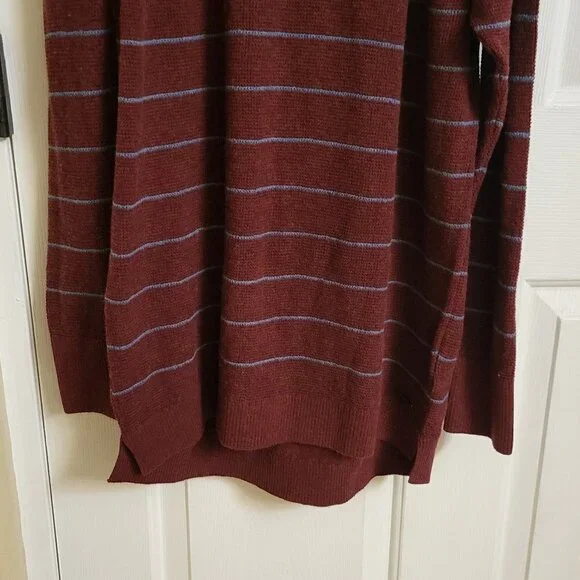 Prana Women's Milani Striped Tunic Hoodie Maroon Stripe Size Medium NWT - Picture 3 of 10